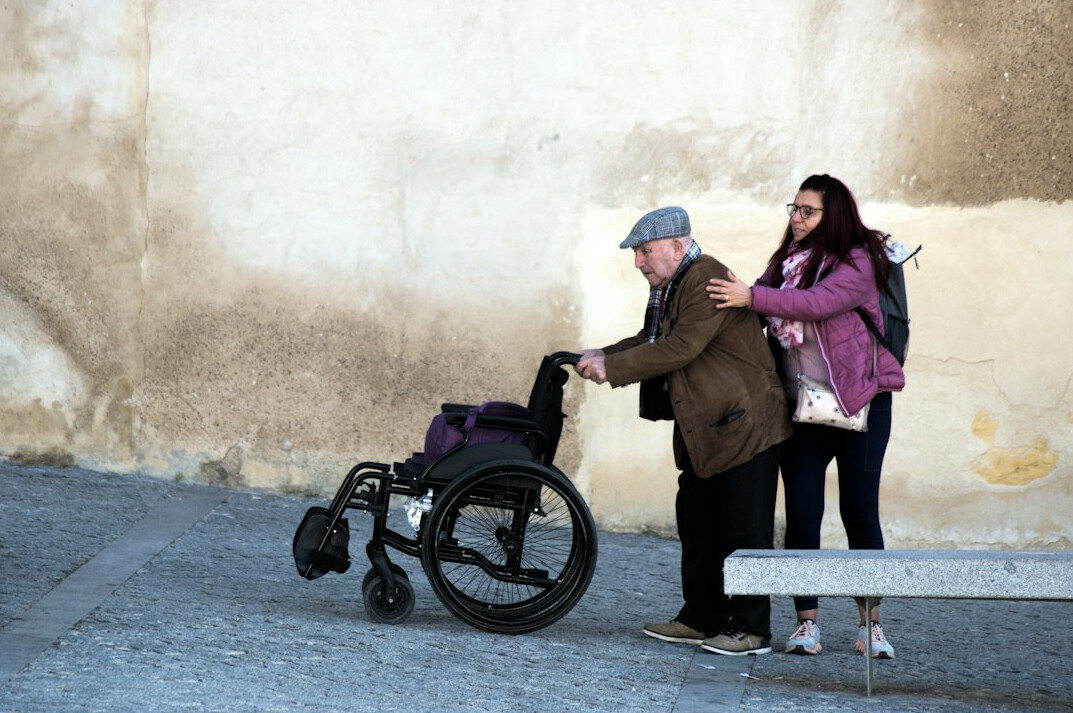 elderly parent with adult child
