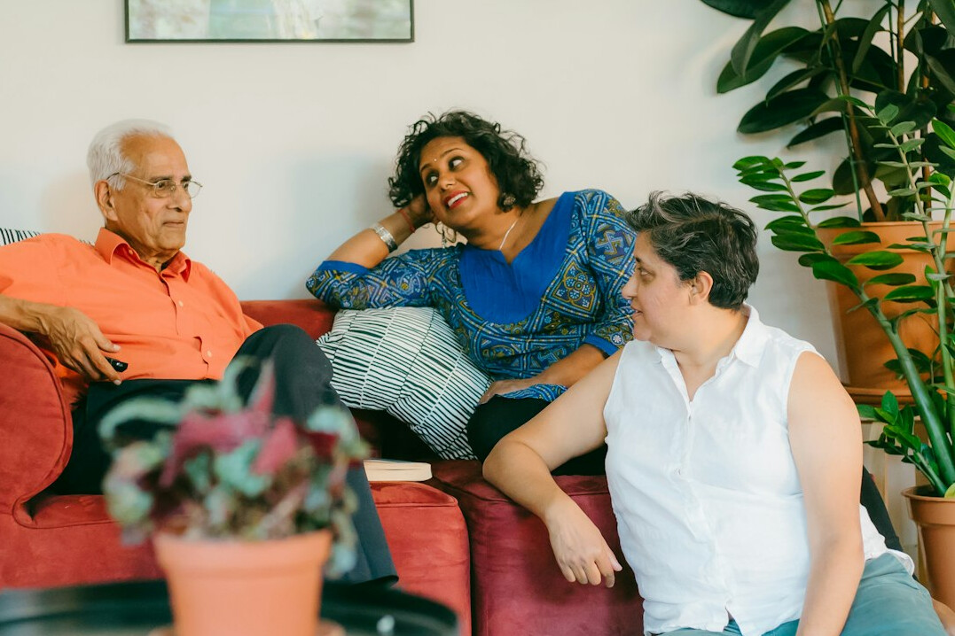 family discussing finances